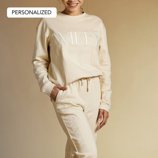 Embroidered WIFEY Sweatshirt & Joggers Set