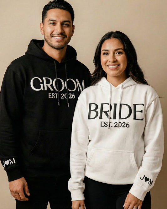 BRIDE + GROOM Hoodies Set (3D Puff)