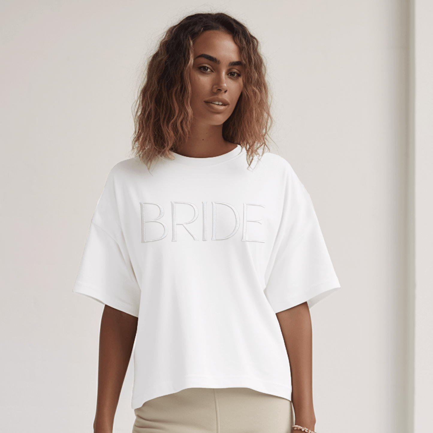 Embroidered BRIDE T-shirt - White