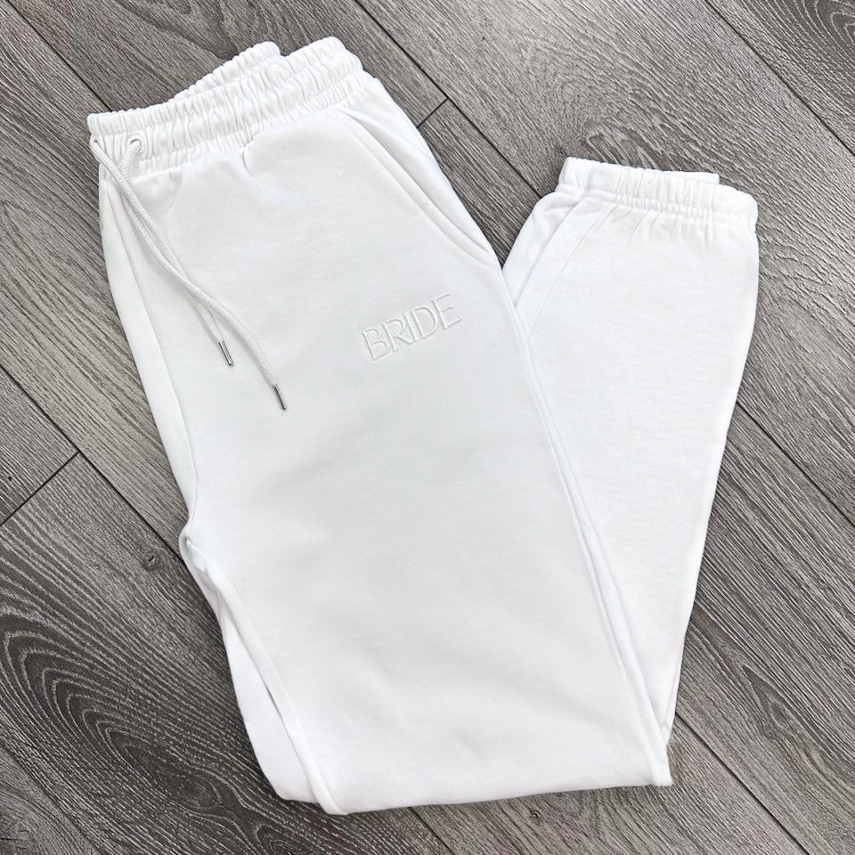 Bride Embroidered Joggers - White