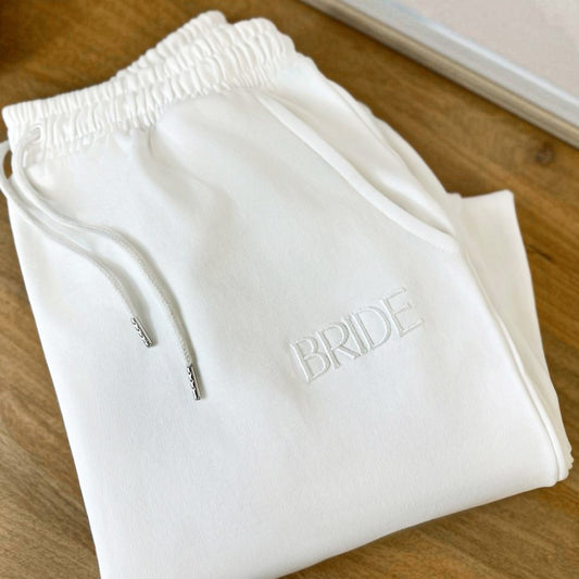 Bride Embroidered Joggers - White