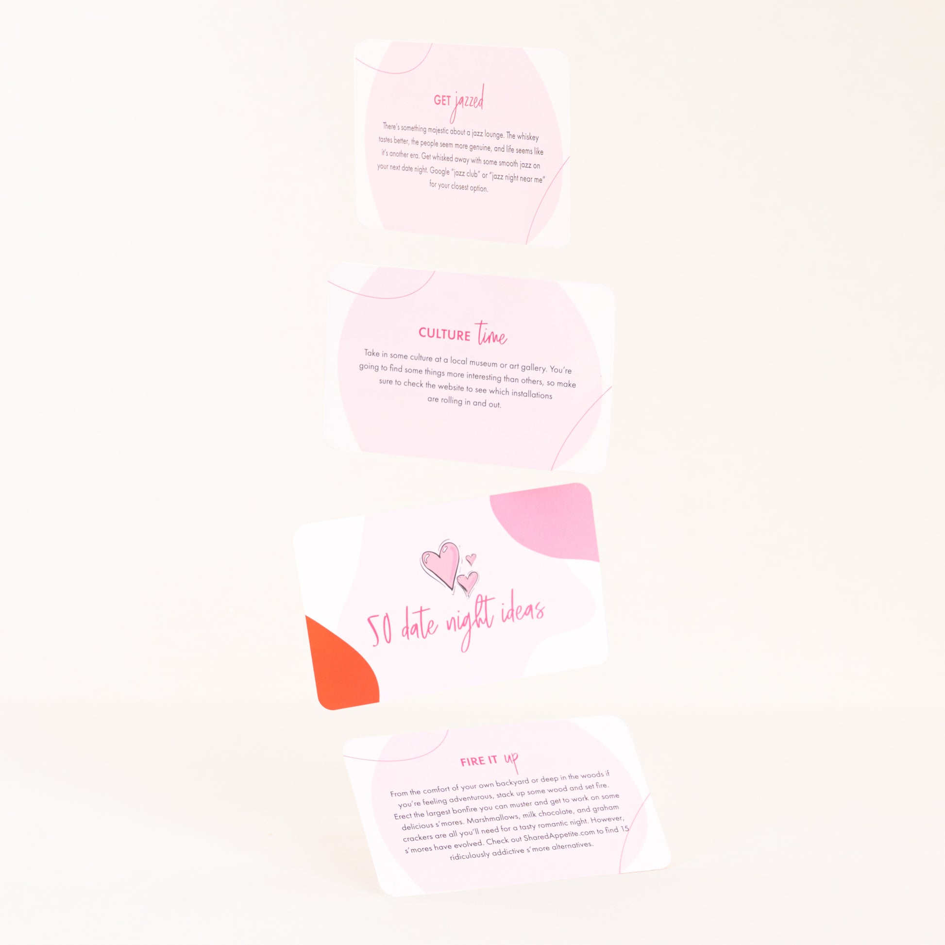 Date Night Ideas Cards. Each card has a unique date idea full of inspiration. Each box includes 50 date night idea cards.