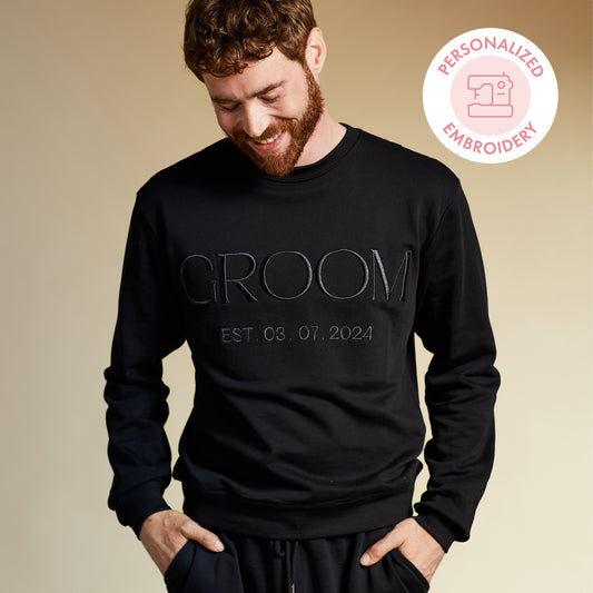 Embroidered GROOM Sweatshirt - Black