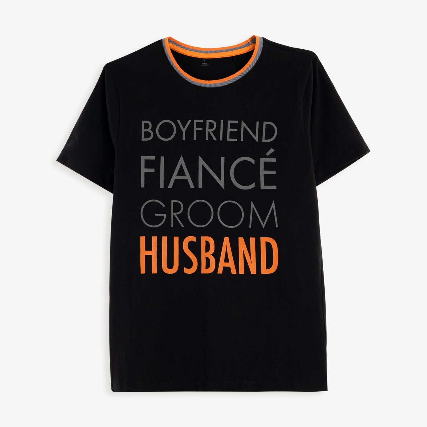 Ultra-soft 100% Cotton "Boyfriend to Husband" T-Shirt from the 10-in-1 Ultimate Groom Box.