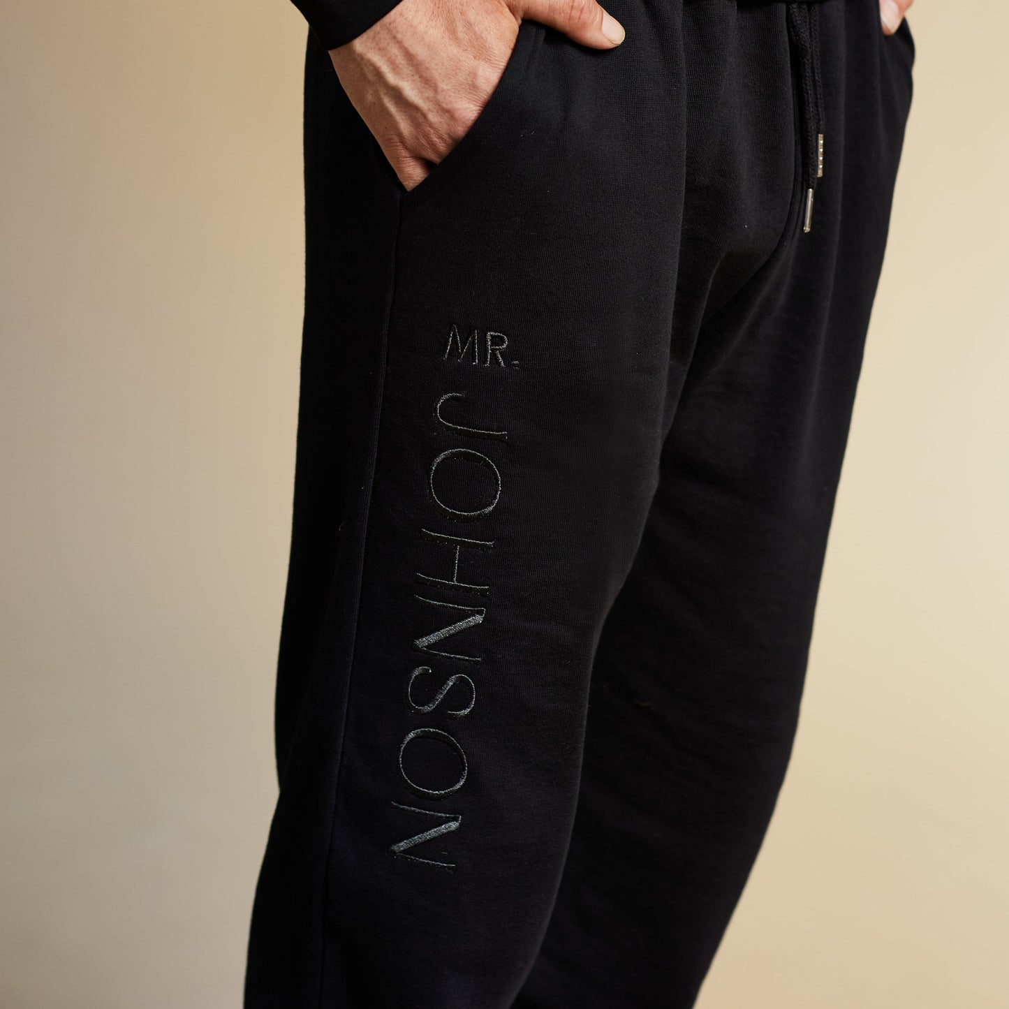 Embroidered GROOM Joggers - Black