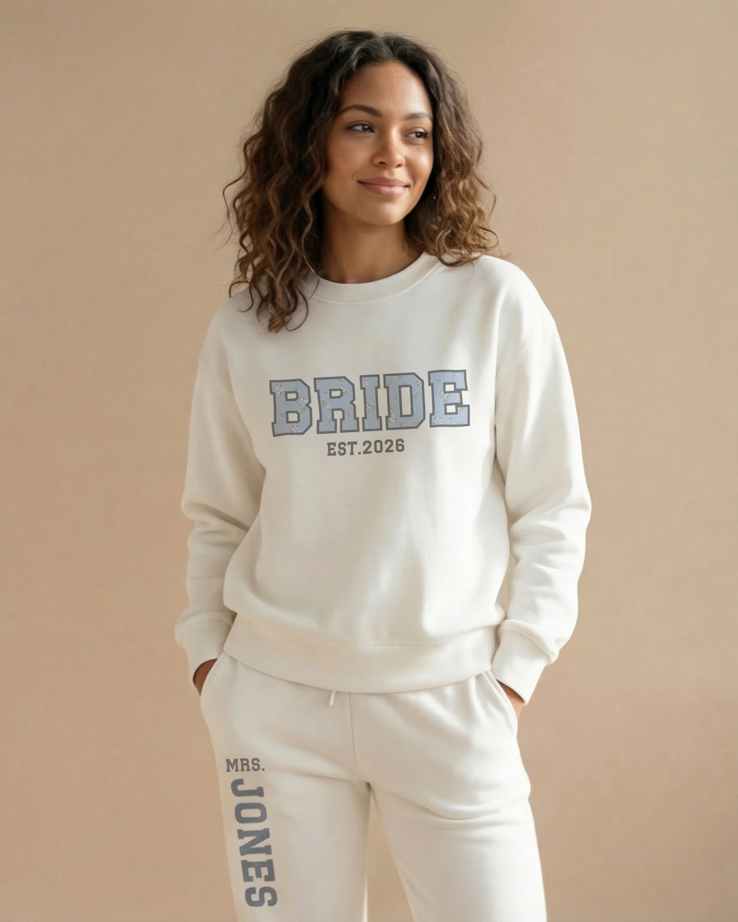 BRIDE/WIFEY Varsity Crewneck & Joggers Set