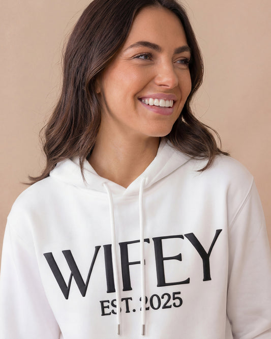 Embossed WIFEY & HUBBY Hoodies Bundle - Contrast