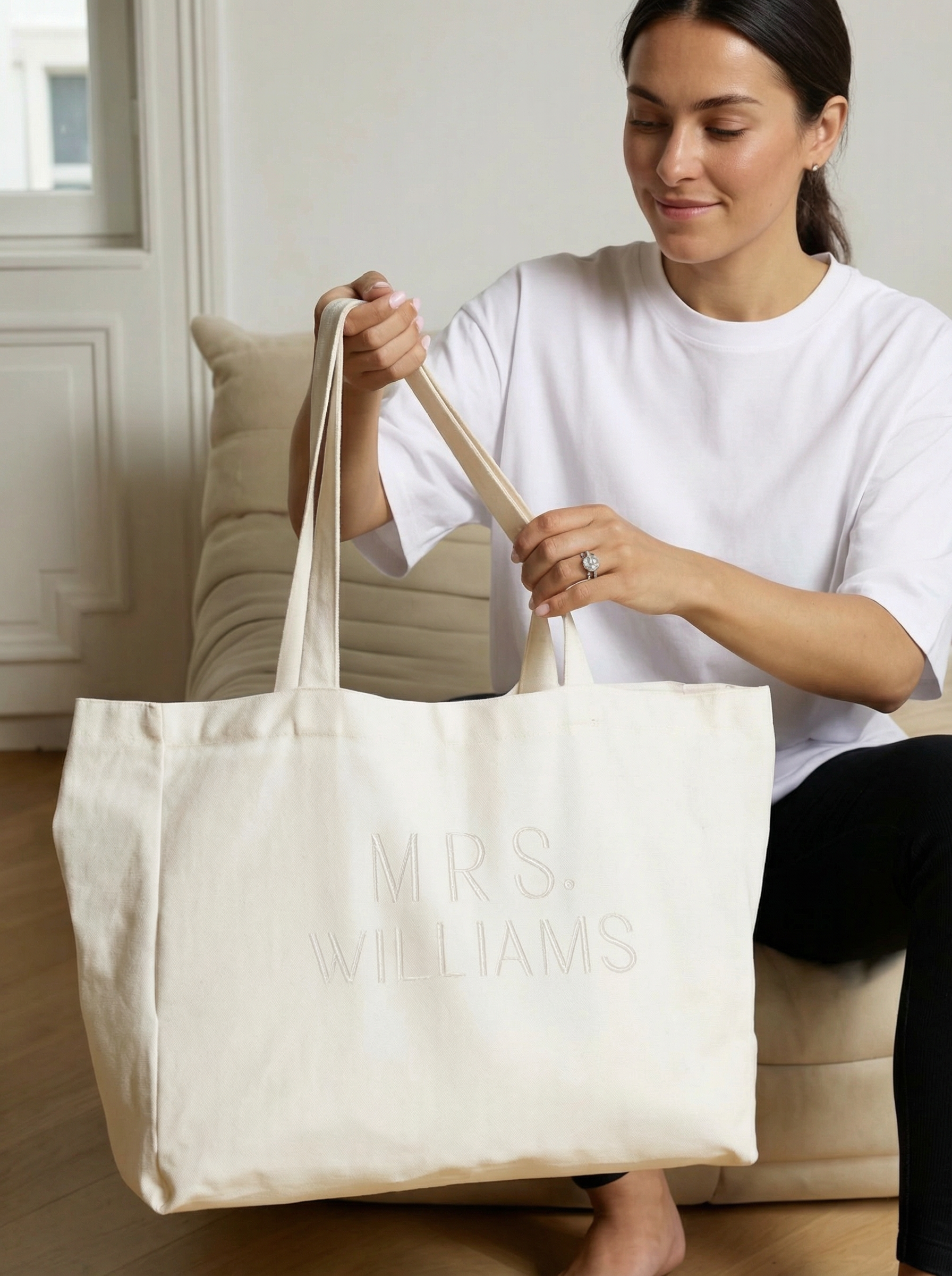 Embroidered MRS Tote Bag - White – Miss To Mrs® Shop