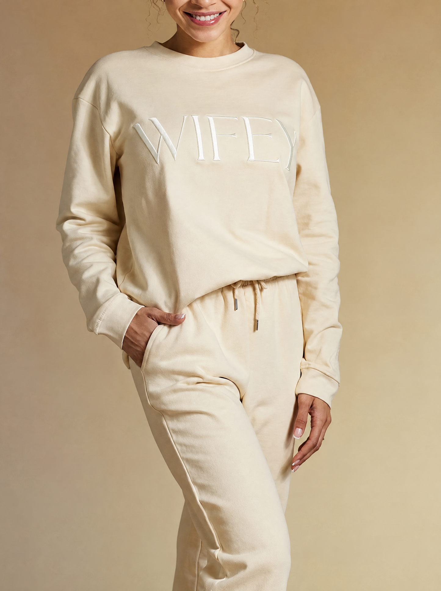 Classic WIFEY + HUBBY Crewnecks & Joggers Set (Embroidered)