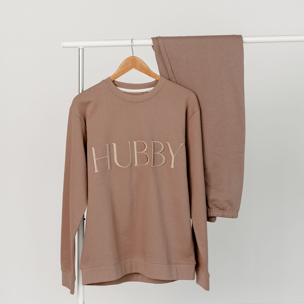 Embroidered WIFEY / HUBBY Sweatshirt & Joggers Sets