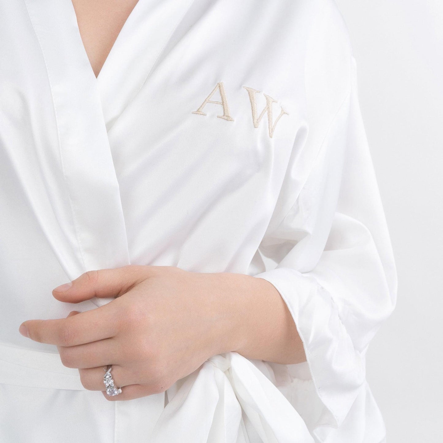 Silk satin ruffled robe for the bride to get wedding day ready