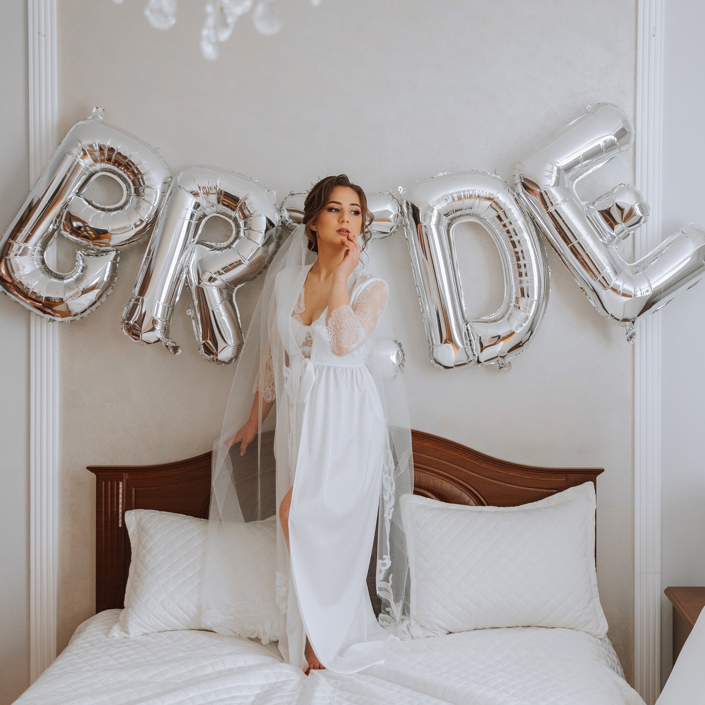 Jumbo BRIDE Balloons - Silver