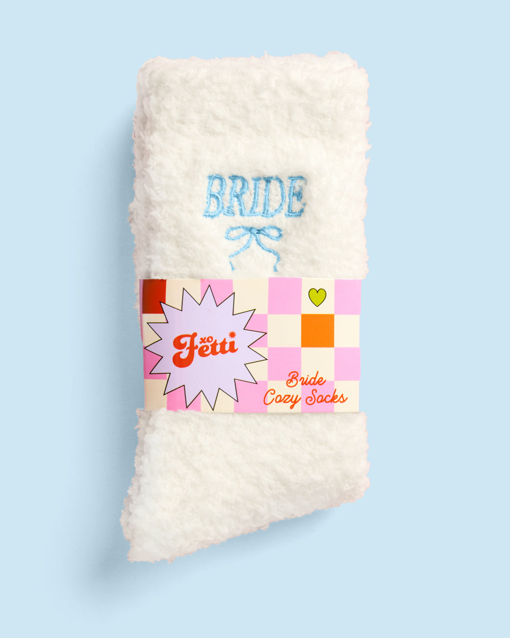Bride Cloud Socks | Fuzzy Ivory Bridal Socks with Embroidered Bow