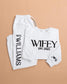 Embossed WIFEY & HUBBY Sweatshirt/Joggers Sets - Contrast