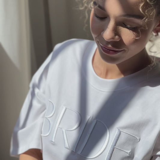 Embroidered BRIDE T-shirt - White