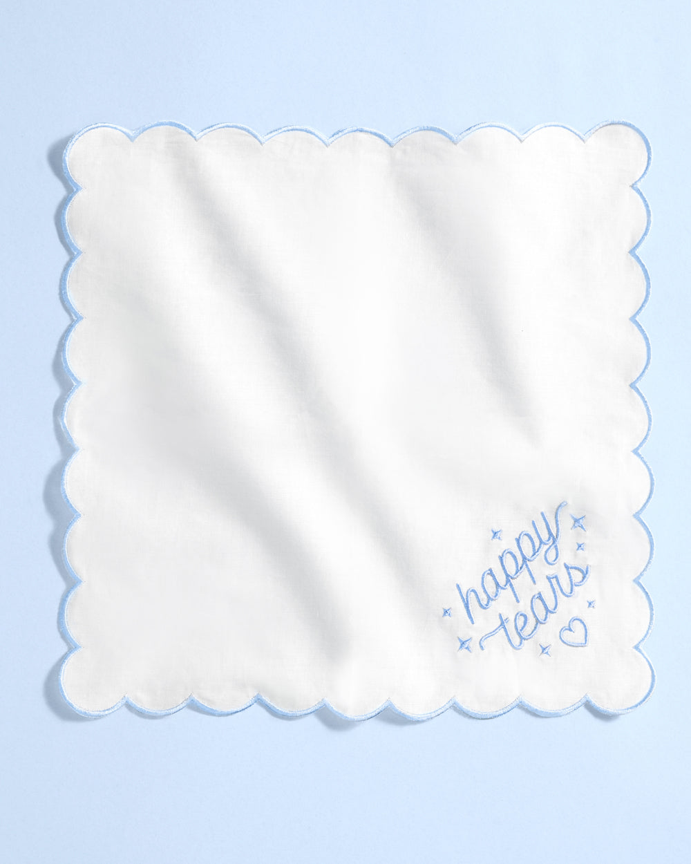 Happy Tears Hanky | Embroidered Bridal Handkerchief – Something Blue Wedding Gift