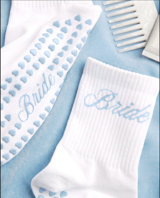 Bride Pilates Socks | Grippy Crew Socks for Bachelorette Pilates & Yoga