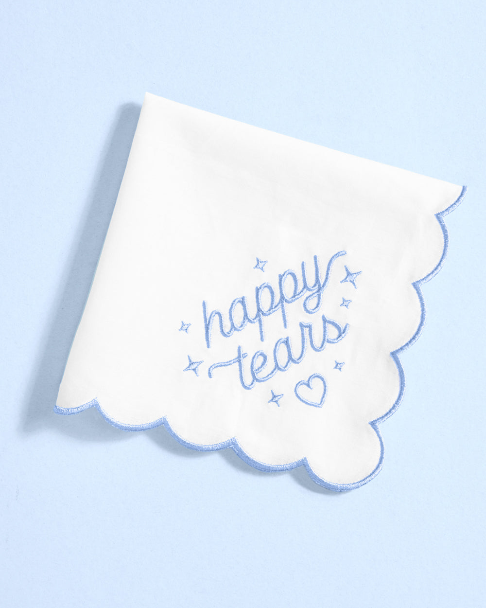 Happy Tears Hanky | Embroidered Bridal Handkerchief – Something Blue Wedding Gift