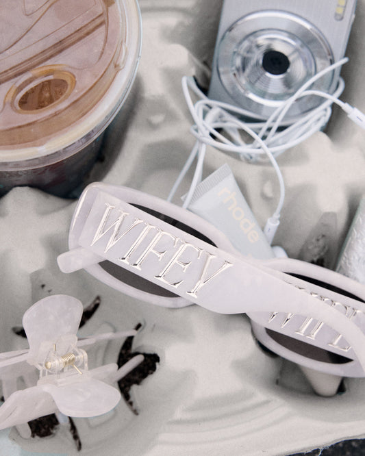 Wifey Sunglasses | White Marble Sunglasses for Bride & Newlywed
