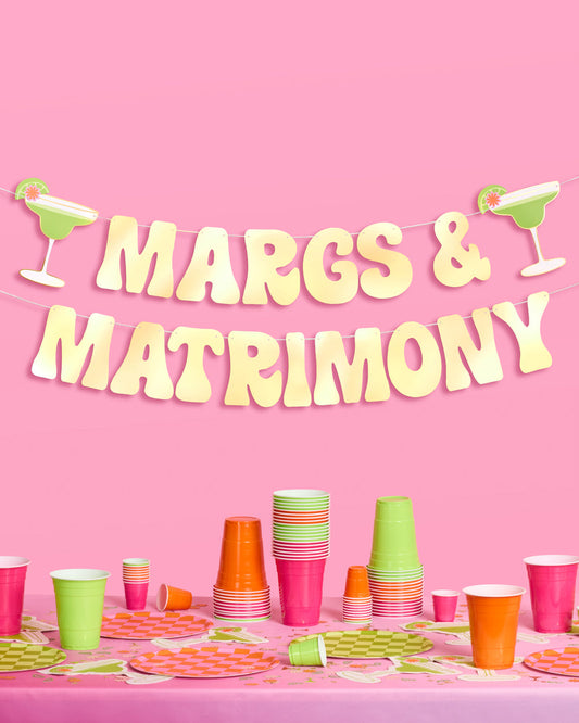 Margs & Matrimony Banner - gold foil banner