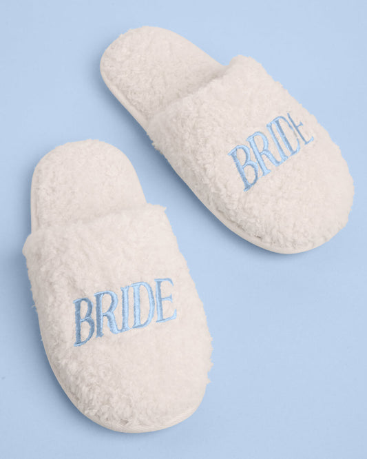 Bride Slippers - fuzzy faux fur slippers