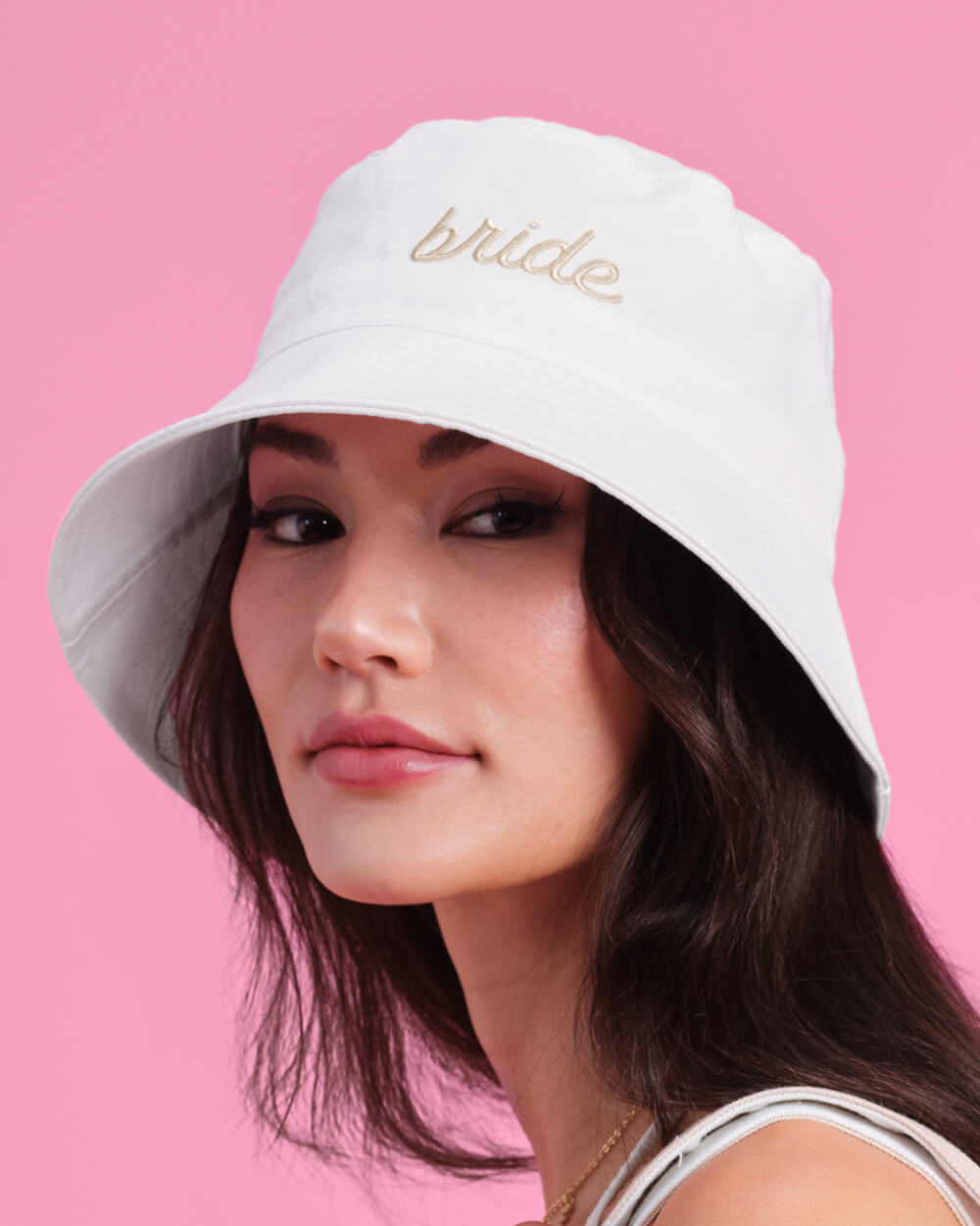 Bride Bucket Hat | Embroidered Cotton Bridal Hat for Bachelorette & Beach