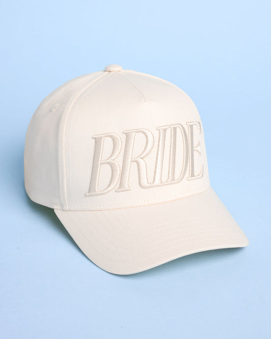 Neutral Bride Hat | Tonal Ivory Embroidered BRIDE Baseball Cap for Bachelorette & Wedding