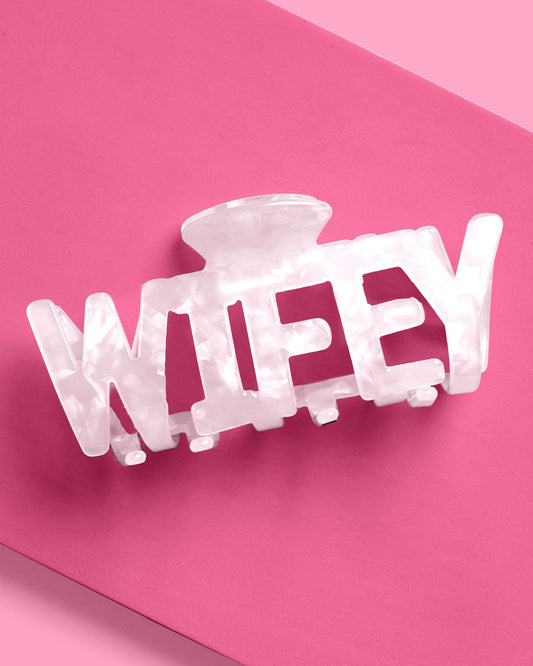 Wifey Claw Clip | White Marbled Acrylic Hair Clip for Bride & Newlywed