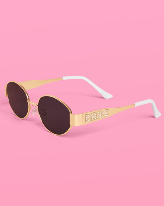 Golden Bride Sunnies | Pearl Embossed BRIDE Sunglasses for Bachelorette & Wedding
