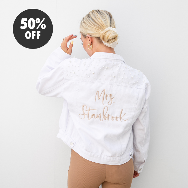 Personalized Bridal Pearl-Studded White Jacket