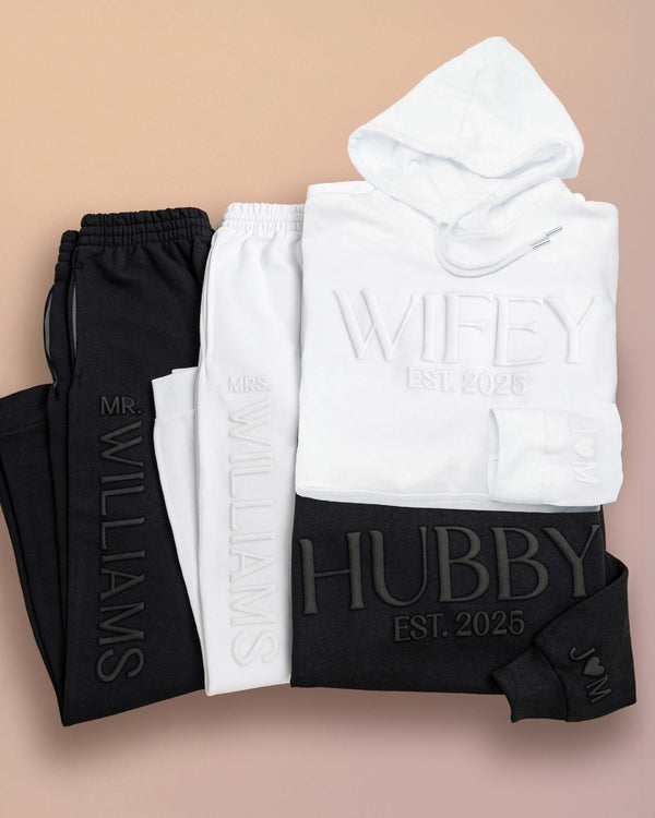 WIFEY + HUBBY Hoodies & Joggers Set (3D Puff)