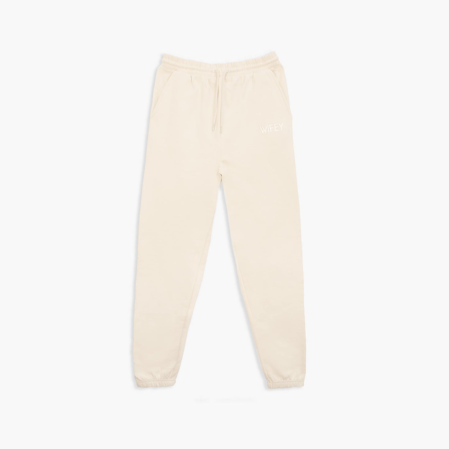 Wifey Embroidered Joggers - Ivory Cream
