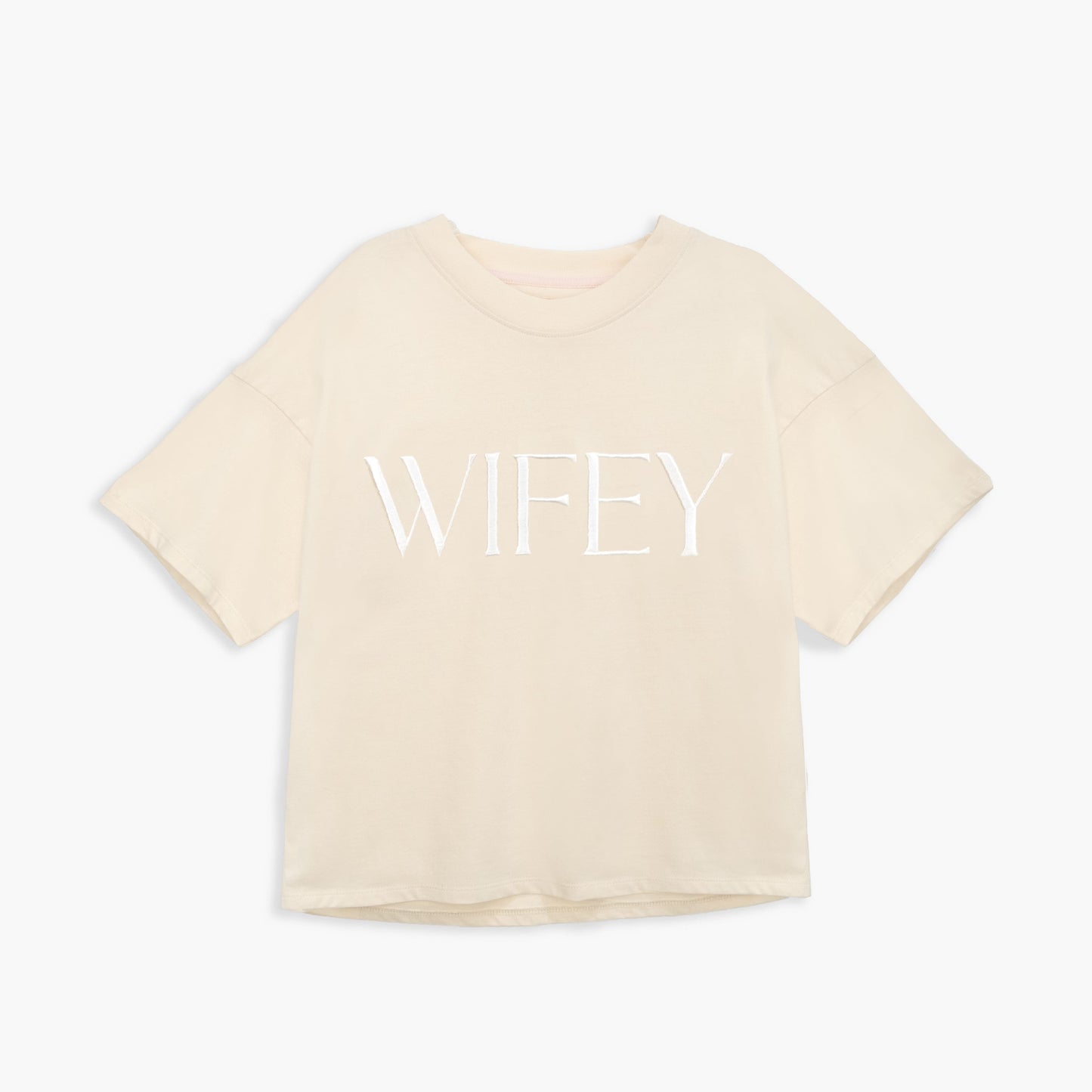 Wifey Embroidered T-shirt - Ivory Cream