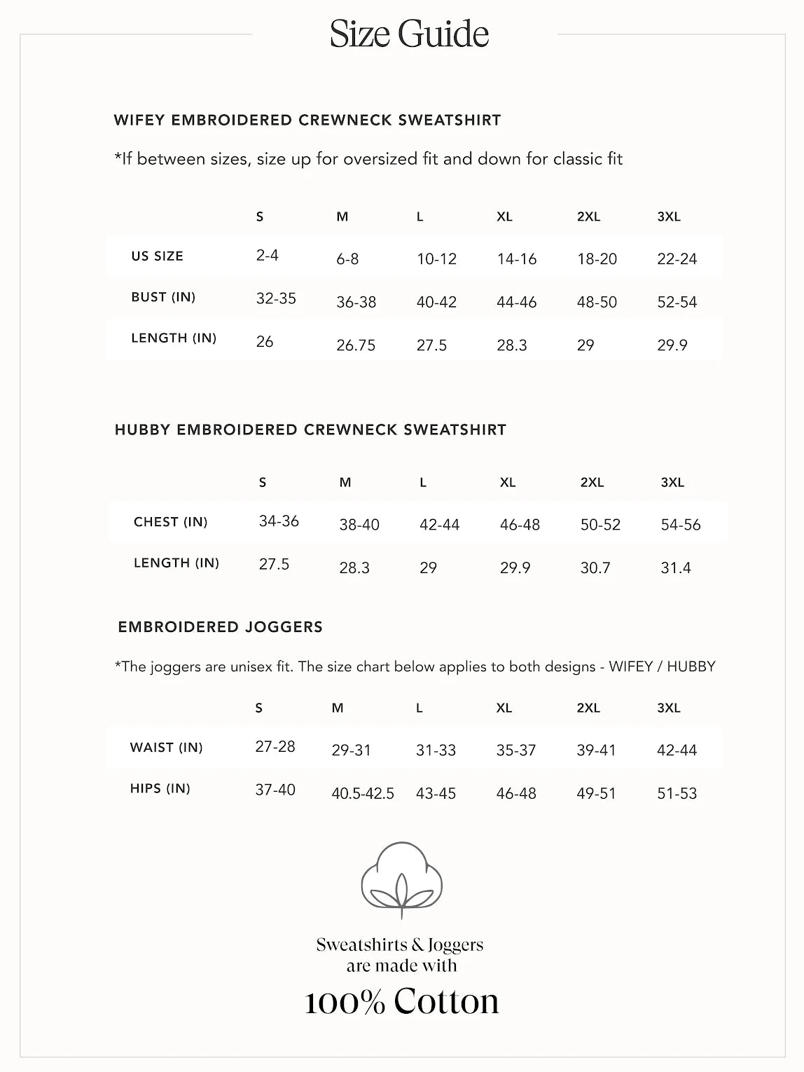 WIFEY + HUBBY Crewnecks & Joggers Set (Embroidered)