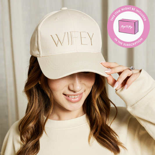 Embroidered WIFEY Baseball Hat - Ivory Cream