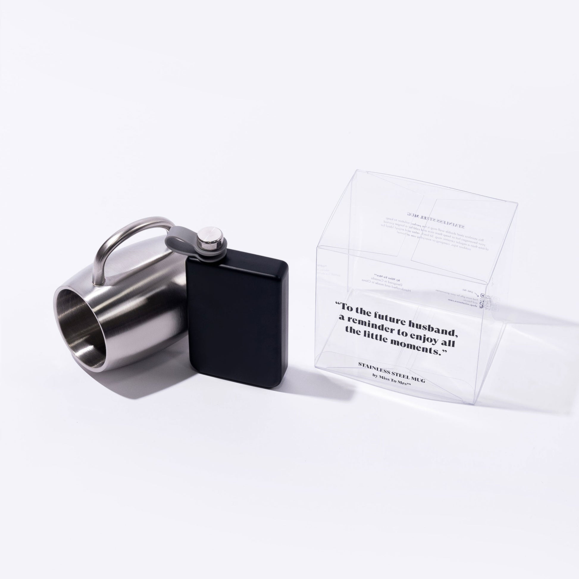 Stainless Steel Double Wall Mug and Stainless Steel Flask from the 10-in-1 Ultimate Groom Box.