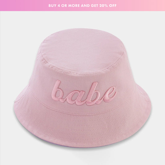Babe Embroidered Pink Bucket Hat