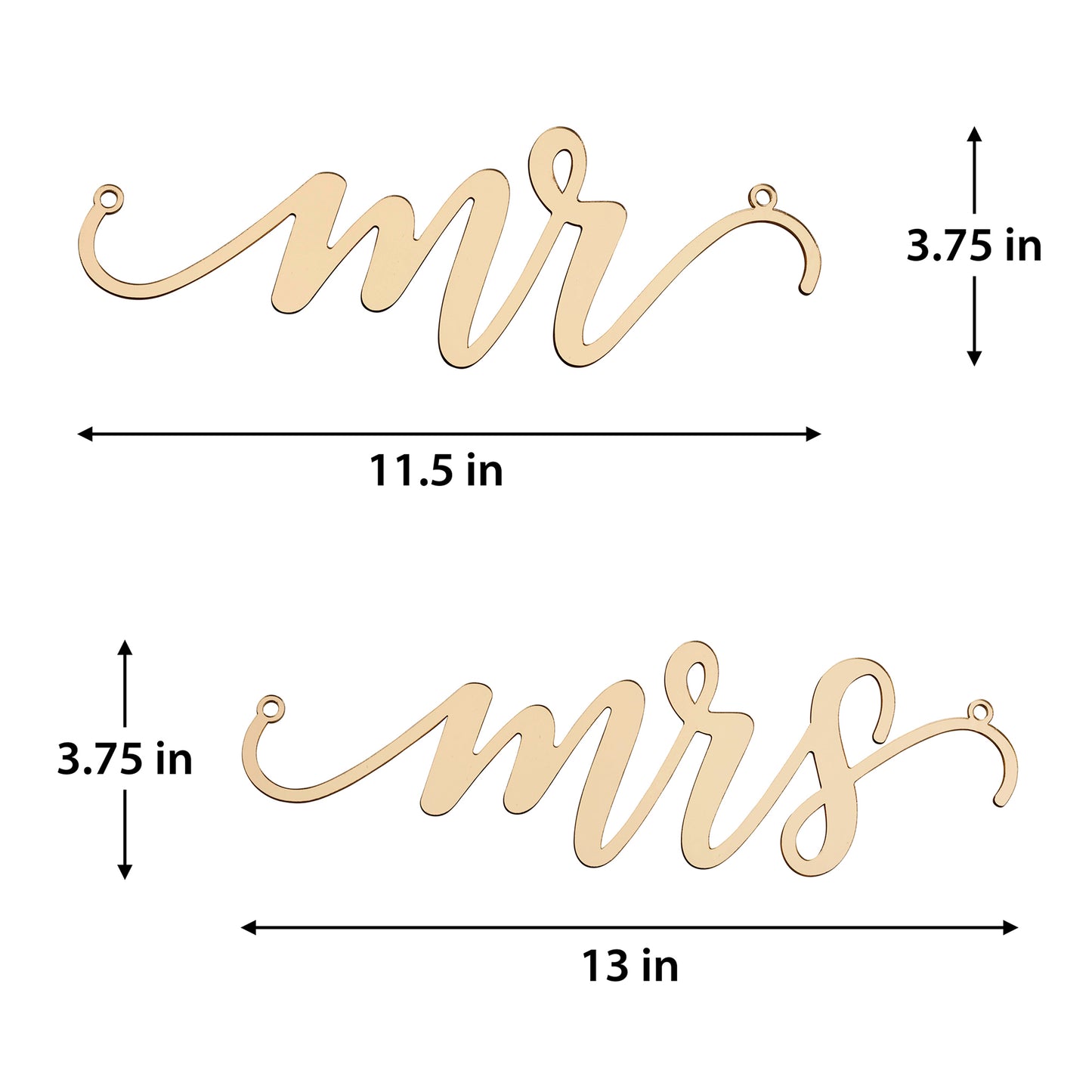 Mr & Mrs Gold Laser Cut Chair Signs