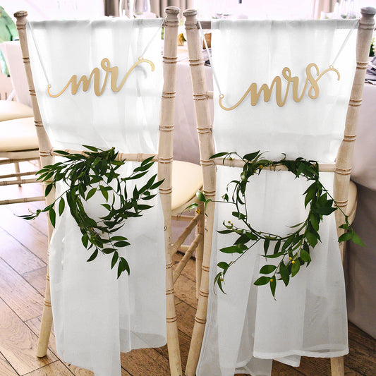 Mr & Mrs Gold Laser Cut Chair Signs
