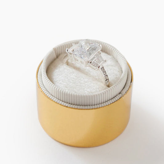 Velvet White And Gold Ring Box